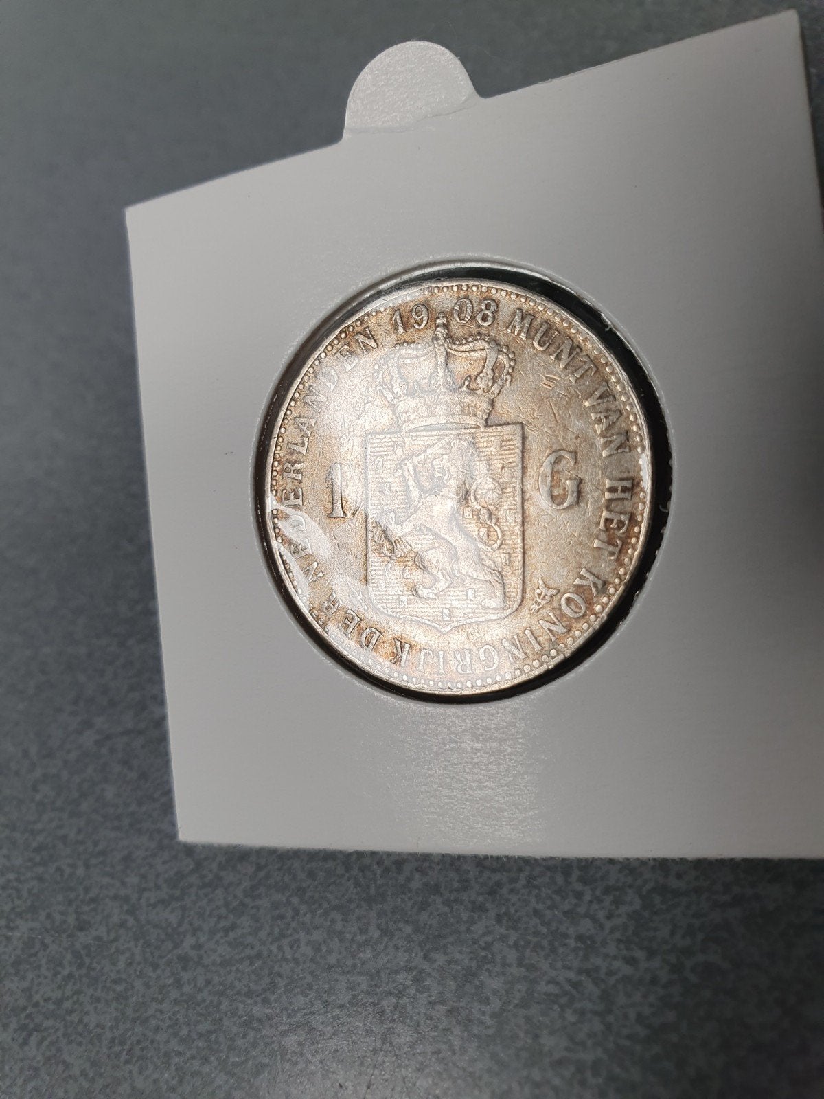 Zilveren 1 Gulden Munt Koningin Wilhelmina 1908, 1 gulden, Zilver, Ophalen of Verzenden, Koningin Wilhelmina