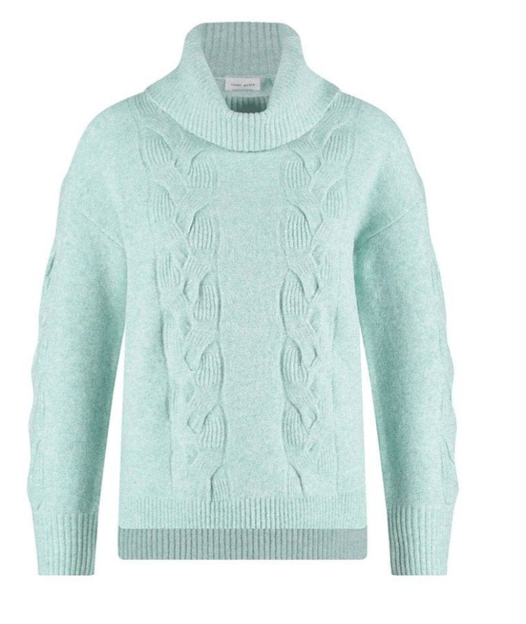 Mintgroene coltrui met kabelpatroon - M, Maat 38/40 (M), Nieuw, Ophalen of Verzenden, Gerry weber
