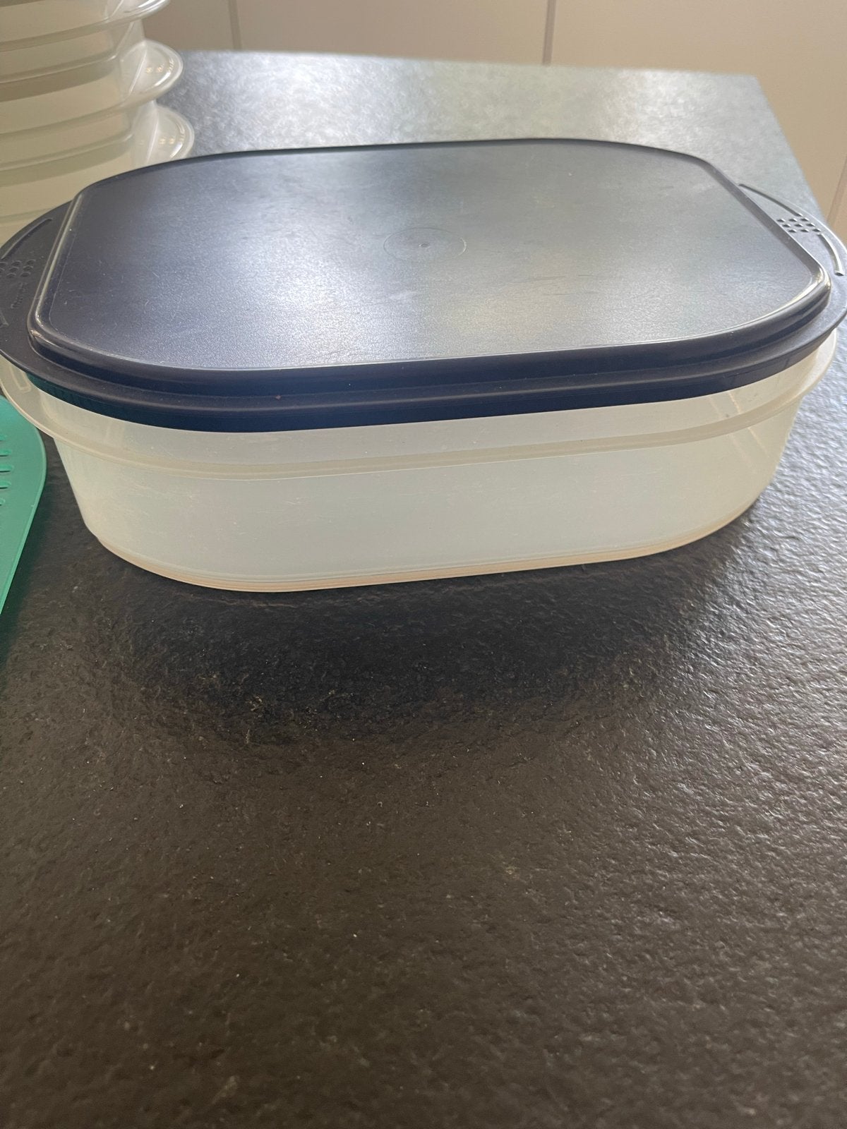 Tupperware Vleeswarenset: 5 Bakjes + 1 Diepe Bak met Rooster, Gebruikt, Bewaardoos, Wit, Ophalen of Verzenden