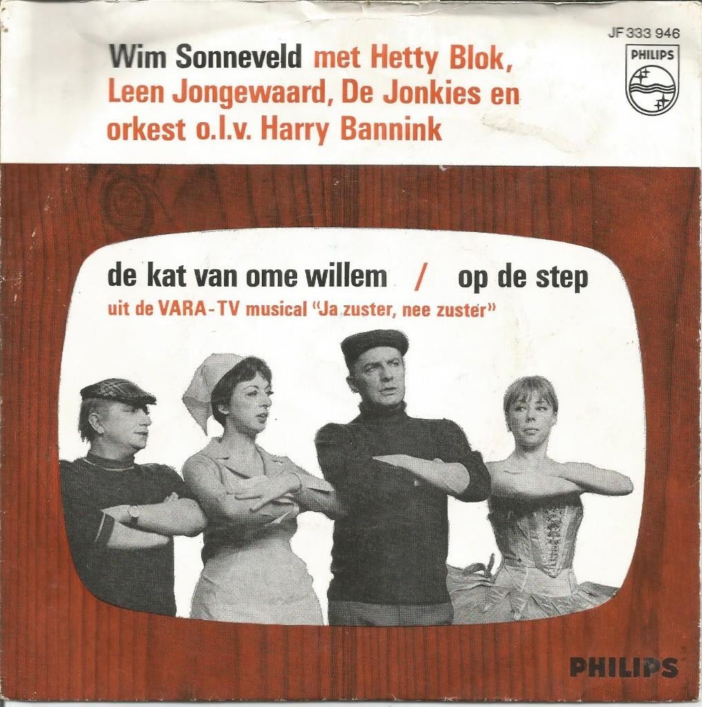 Wim Sonneveld – De Kat Van Ome Willem / Op De Step (1968), Fotohoes, Overige formaten, Ophalen of Verzenden, Zo goed als nieuw
