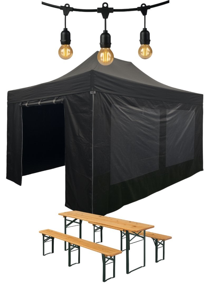 Partytentpakket Comfort – Easy Up 3x4,5 meter te huur, Tuin en Terras, Partytenten, Ophalen, Zo goed als nieuw, Minder dan 5 meter