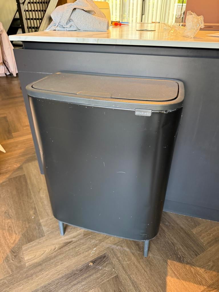 Brabantia Bo Touch Bin Hi 2x30L - Mat Zwart, Ophalen, 40 liter of meer, Zo goed als nieuw, Metaal