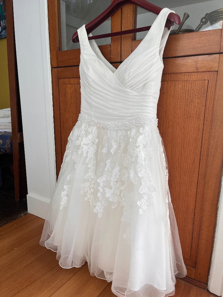 Korte bruidsjurk Linea Raffaelli maat 38 - gereinigd, Kleding | Dames, Trouwkleding en Trouwaccessoires, Ophalen of Verzenden