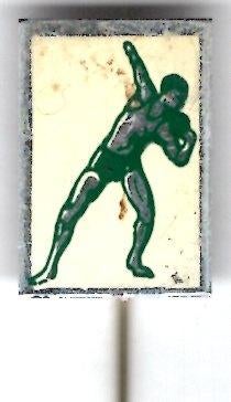 Kogelstoten wit/groen op aluminium speldje ( Y_116 ), Verzenden, Nieuw, Sport, Speldje of Pin