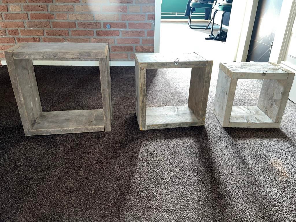 Steigerhouten wandmeubels, Huis en Inrichting, Kasten | Wandmeubels, Ophalen, Met plank(en), Zo goed als nieuw, Minder dan 150 cm