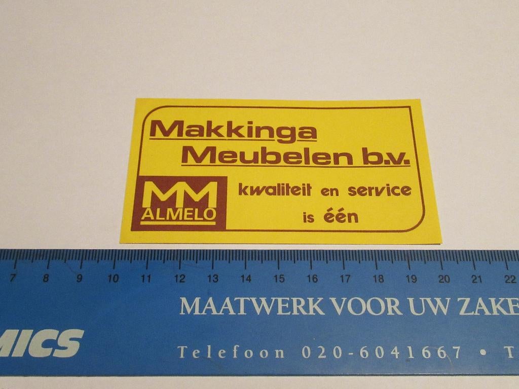 Sticker Makkinga Meubelen b.v. - Almelo, Verzenden, Zo goed als nieuw, Bedrijf of Vereniging