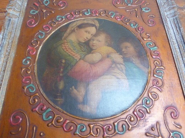 Een mooie wanddecoratie met religieuze afbeelding, Antiek en Kunst, Antiek | Religie, Ophalen of Verzenden