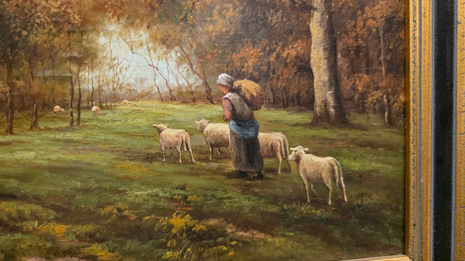 mooi antiek gesigneerd schilderij met schapen, Ophalen