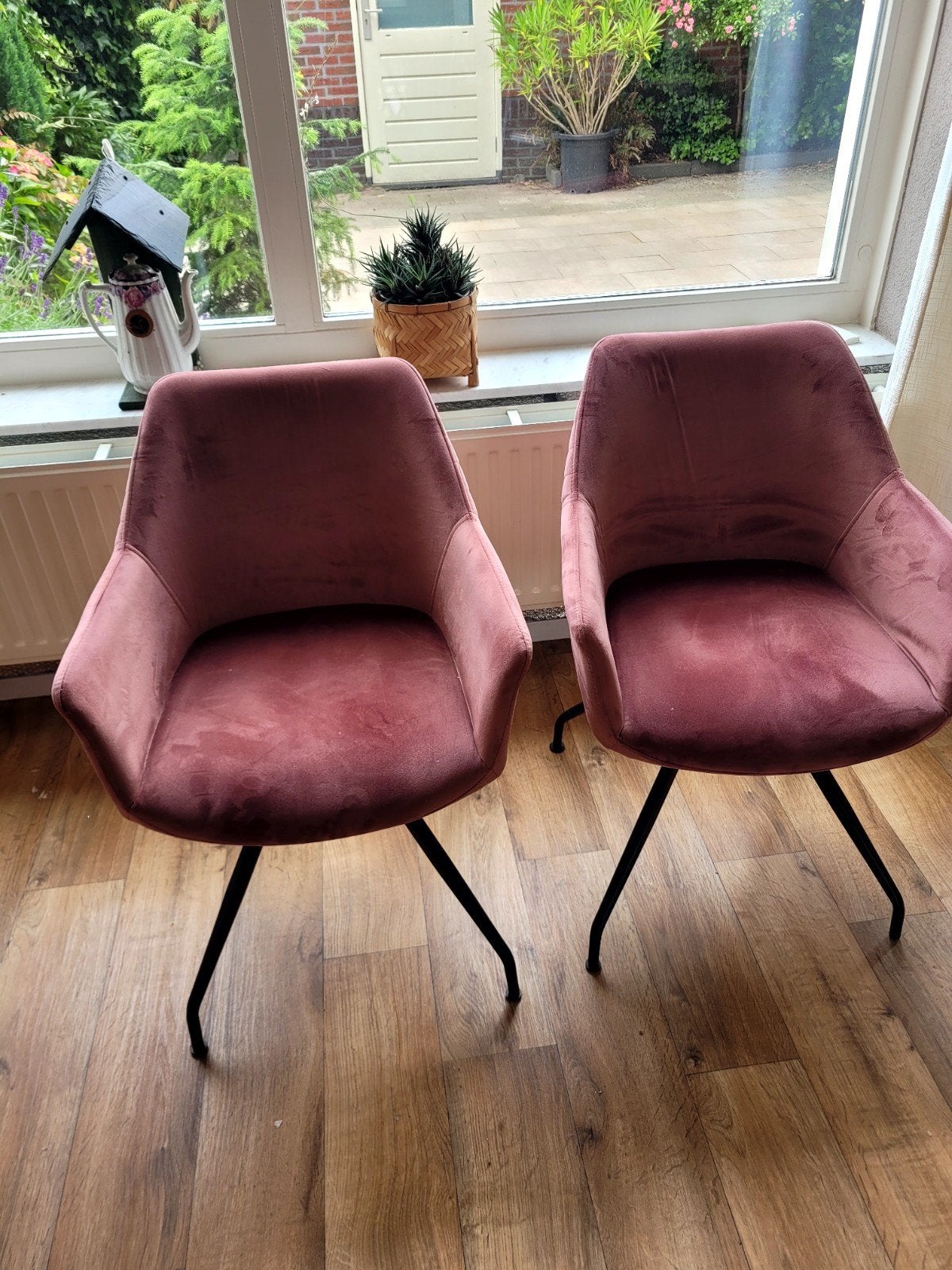 2 Riverdale stoelen roze velours, Twee, Overige kleuren, Ophalen of Verzenden, Zo goed als nieuw