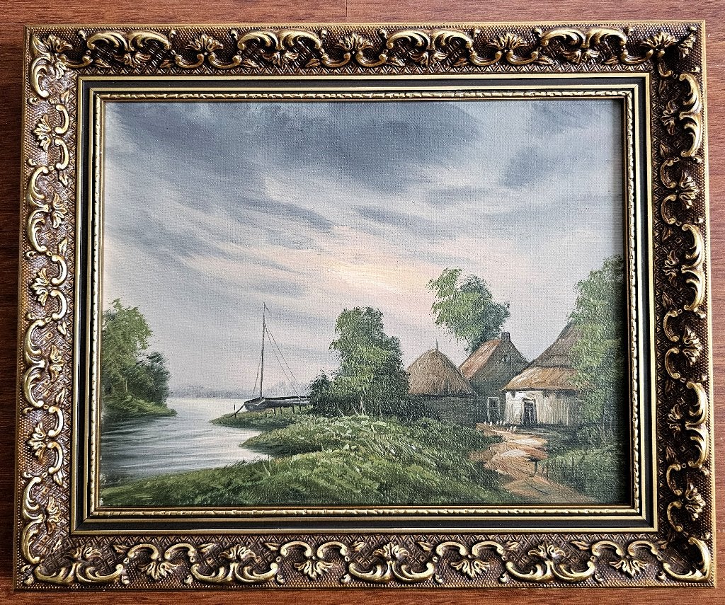 Origineel olieverfschilderij J. Knikker sr. (Haagse School), Ophalen of Verzenden, Nederlandse school, Olieverf, Stads- / dorpsgezicht