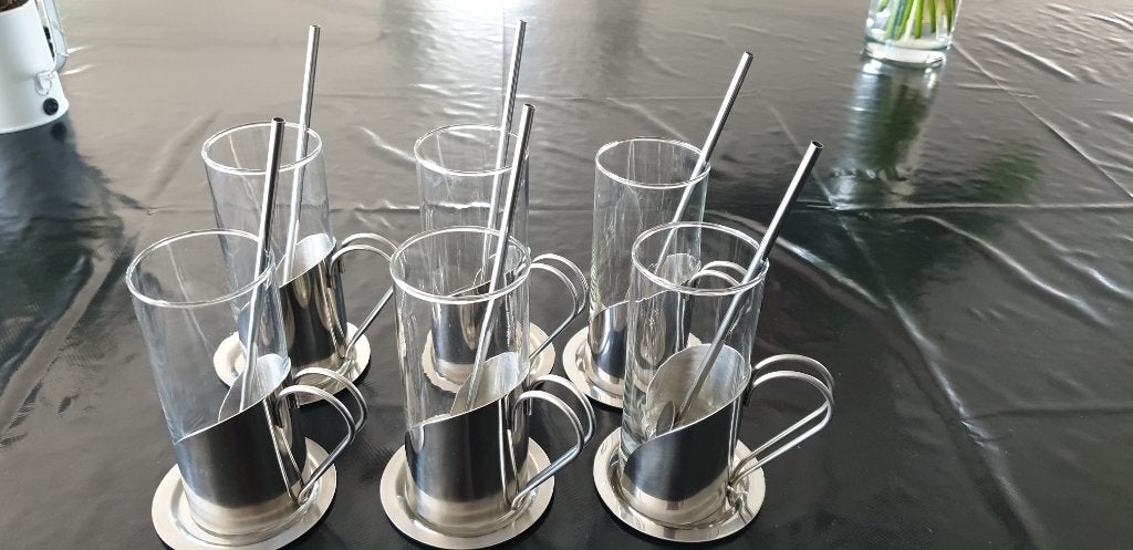 Theeglazen met houder en onderzetter (nieuw), Glas of Glazen, Nieuw, Ophalen of Verzenden, Glas