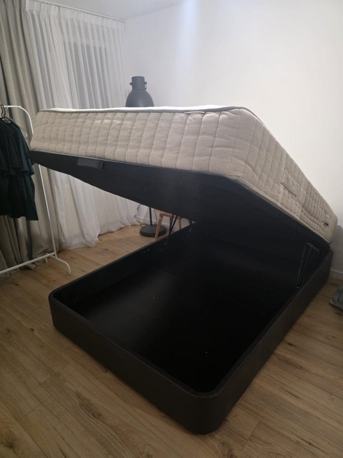 tweepersoons boxspring met opbergruimte baza bed, Huis en Inrichting, Ophalen, Gebruikt, Zwart, Tweepersoons