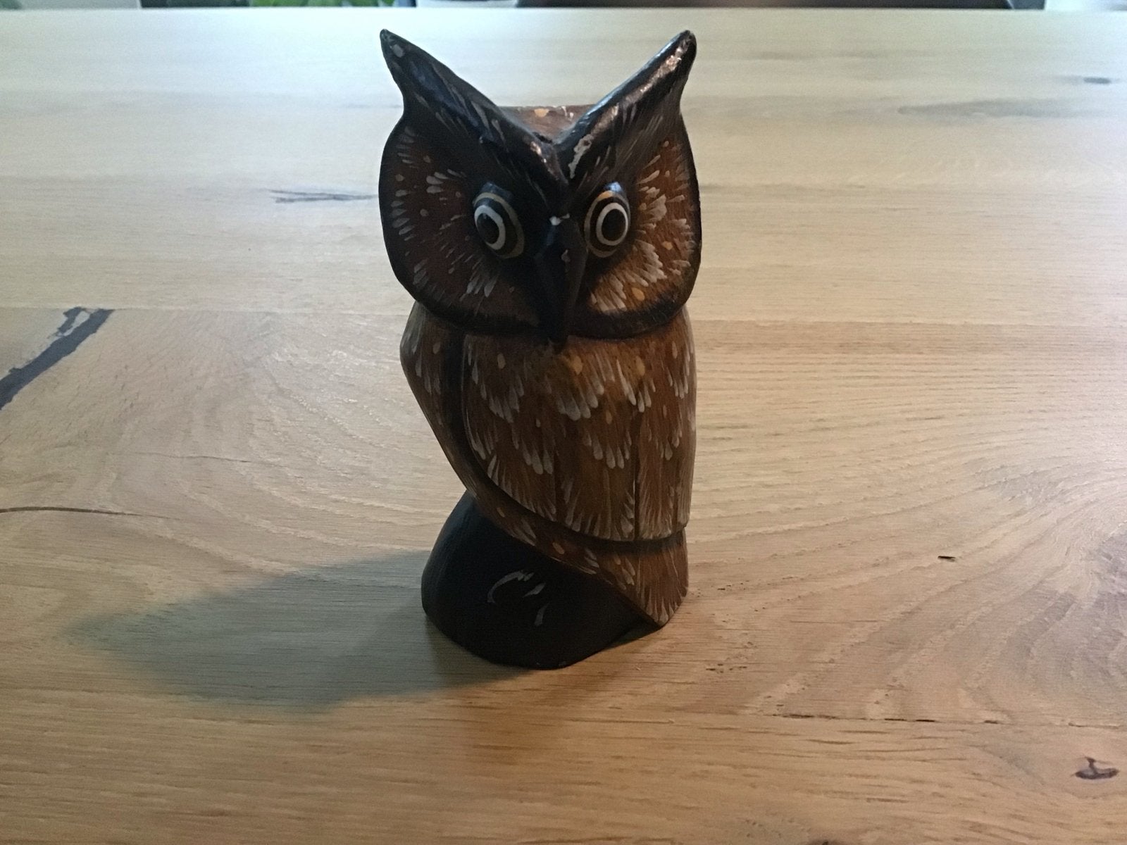 Houten Uil Decoratie - Handgesneden, Huis en Inrichting, Ophalen, Zo goed als nieuw, Bruin, Vintage