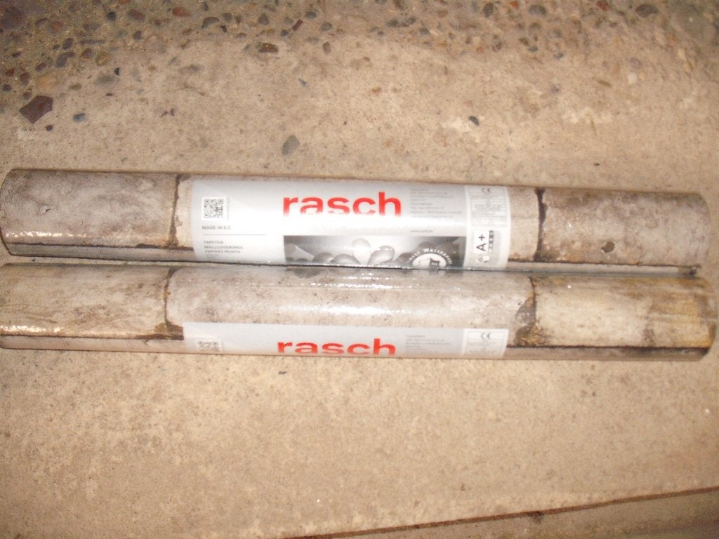 2x rollen Rasch behang 10 m2 grijs stenenmotief in 1 koop, Huis en Inrichting, Stoffering | Behang, Ophalen, Overige patronen