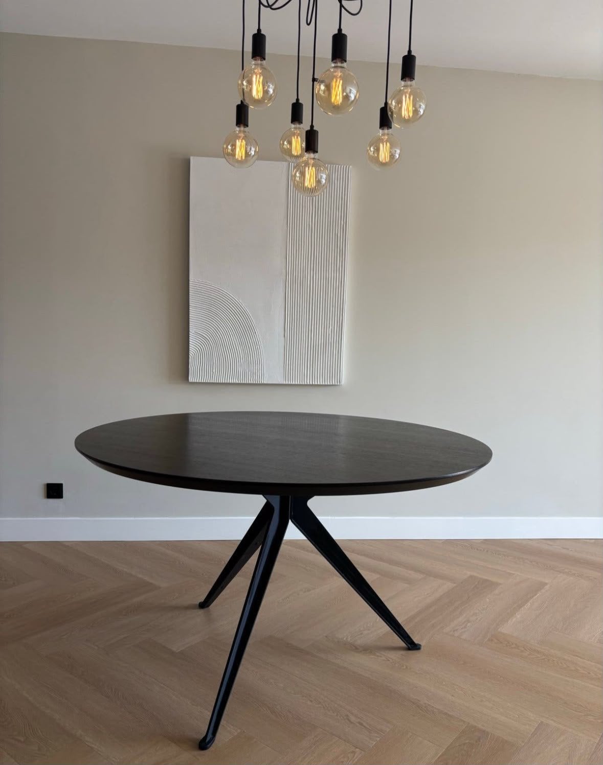 Ronde tafel zwart, Huis en Inrichting, Rond, Ophalen of Verzenden, Zo goed als nieuw, Vijf personen of meer