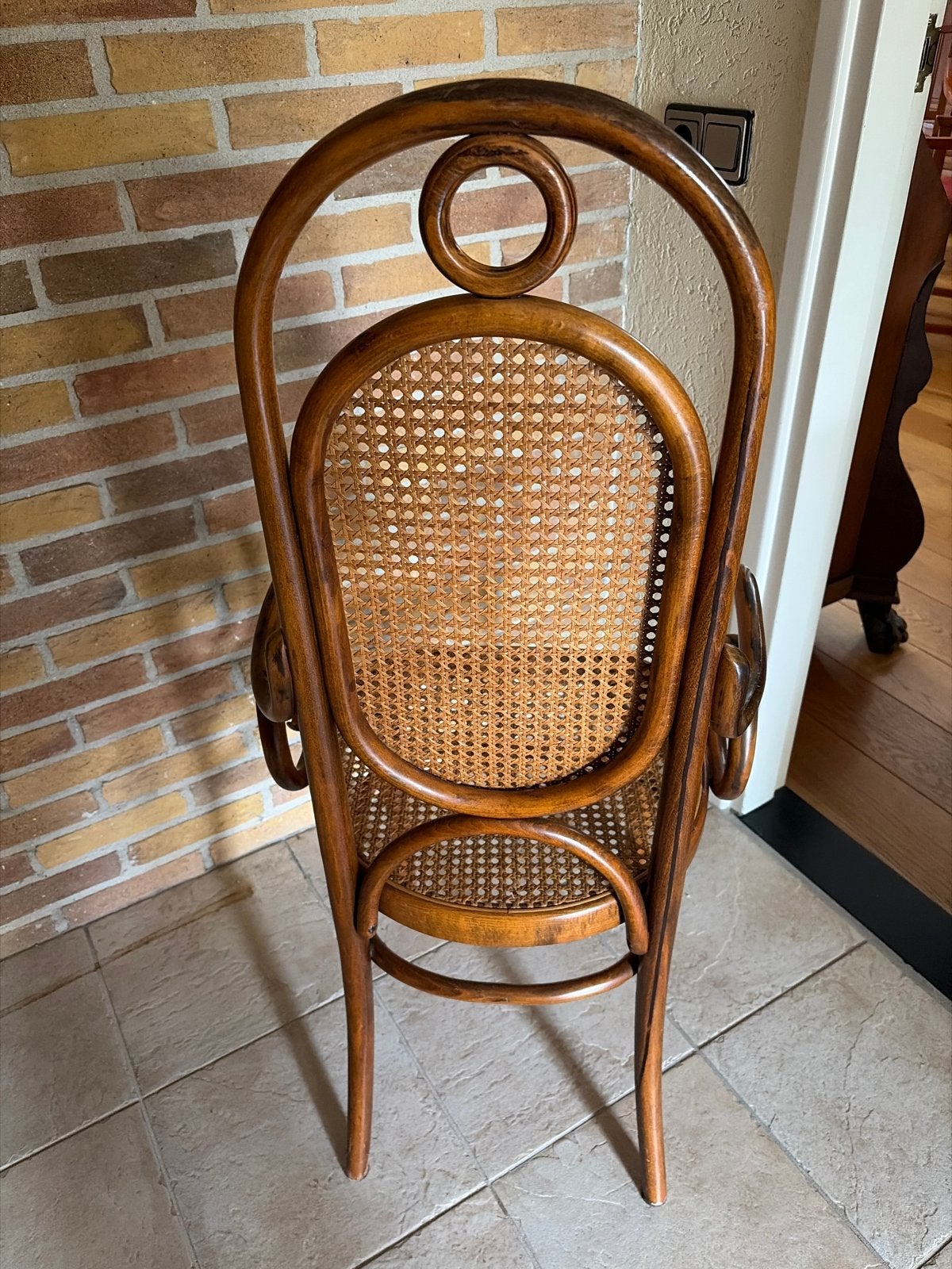 Vintage Thonet stijl stoel met webbing, Ophalen