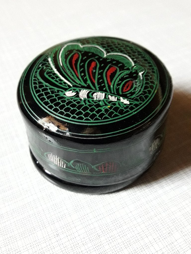 bamboe sieraden doosje met opdruk vlinder , doorsnede 5 cm, Ophalen of Verzenden, Nieuw, Rond, Overige materialen