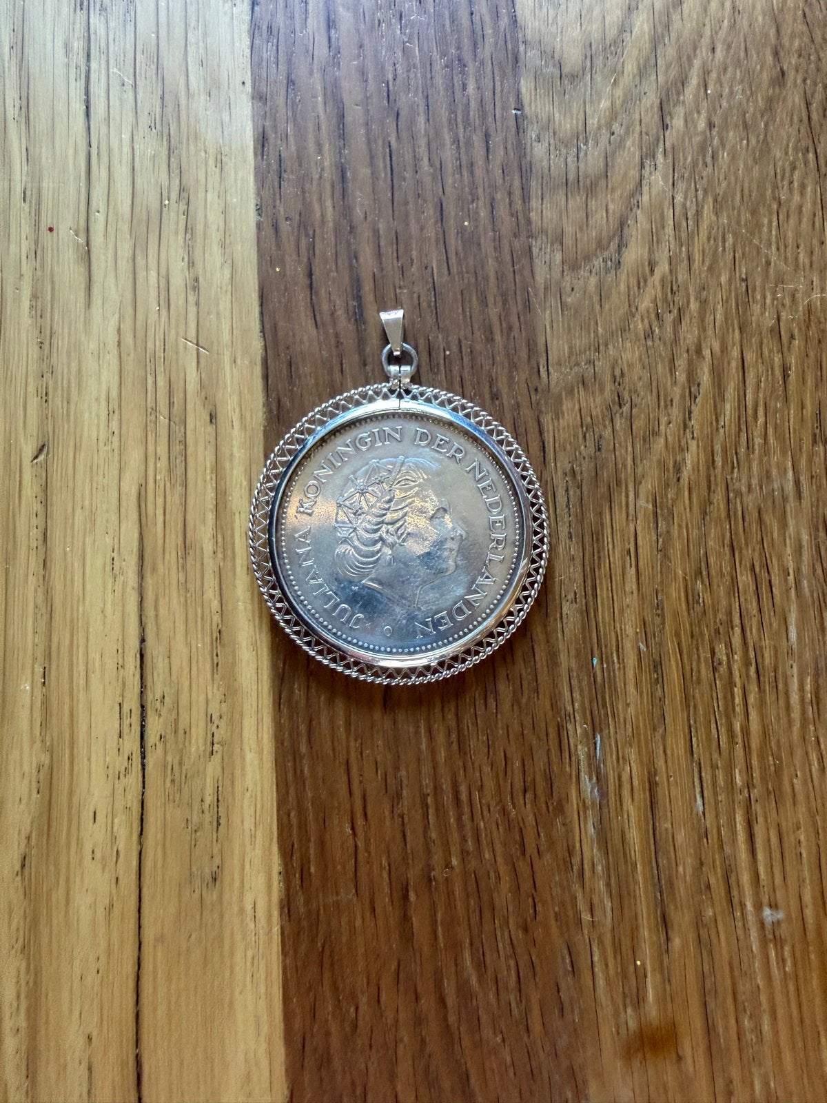 Zilveren munt hanger Juliana 1948-1973, Ophalen of Verzenden, Zo goed als nieuw, Zilver, Met hanger