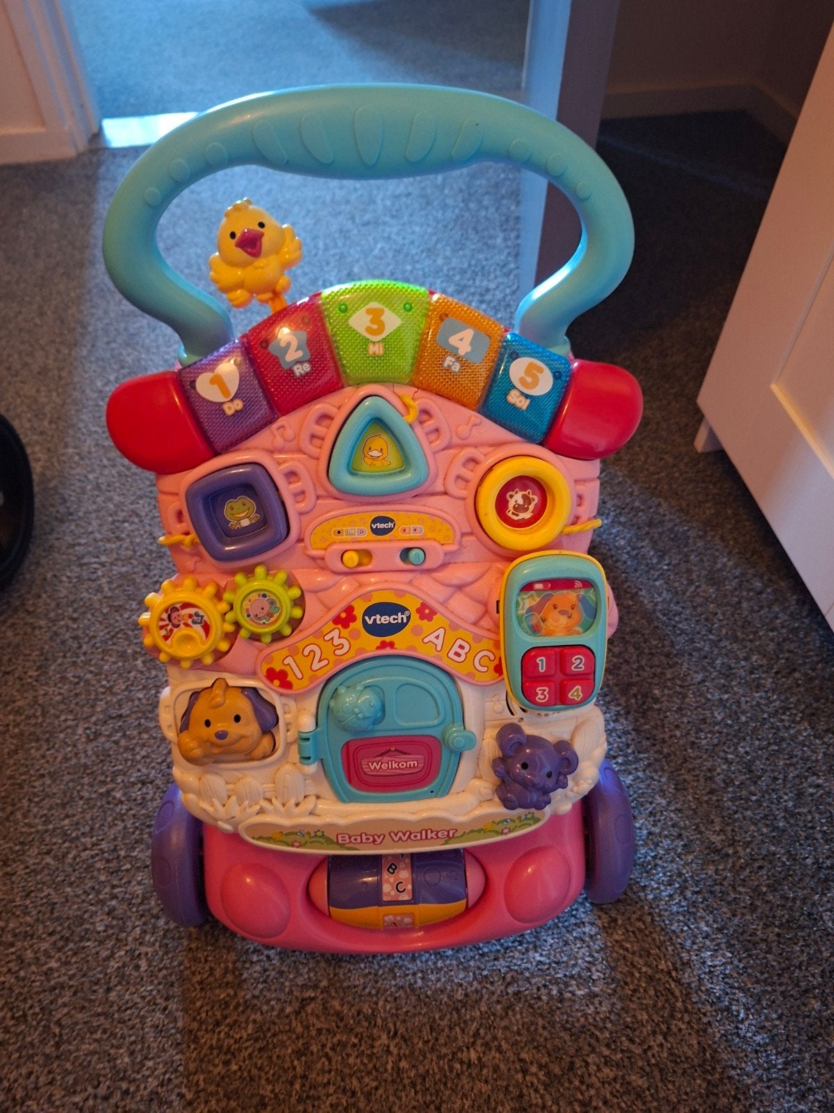 VTech Baby Walker - Roze loopwagen met activiteitenpaneel, Ophalen of Verzenden, Zo goed als nieuw, Overige typen, Met licht