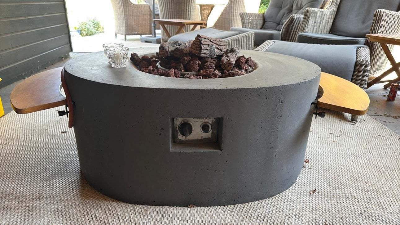 Happy cocooning vuurtafel ovaal, Tuin en Terras, Ophalen, Gebruikt, Gas