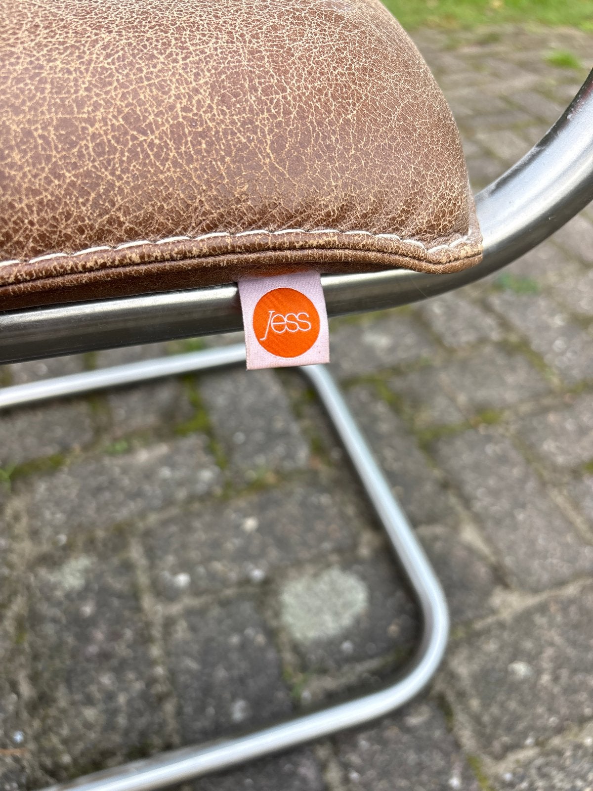 6 Jess stoelen - Gebruikt maar in goede staat, Ophalen, Gebruikt, Bruin, Metaal