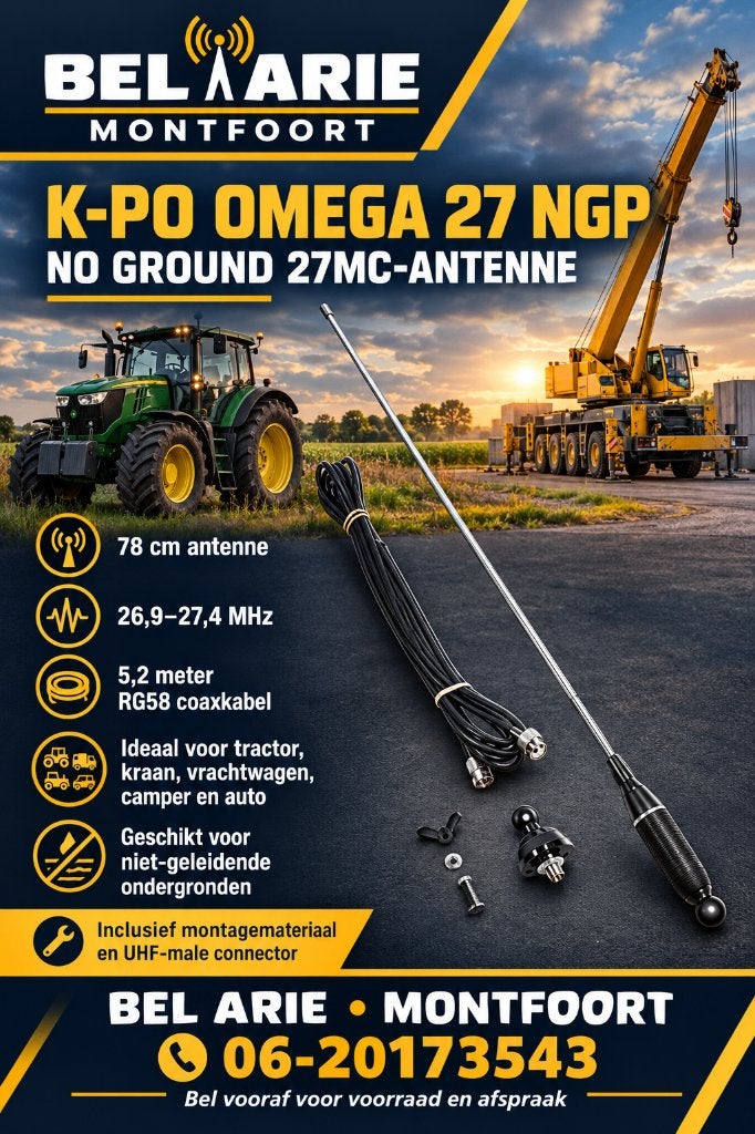 K-PO Omega 27 NGP 27MC Antenne – 78 cm – BEL ARIE Montfoort, Ophalen of Verzenden, Nieuw, Antenne