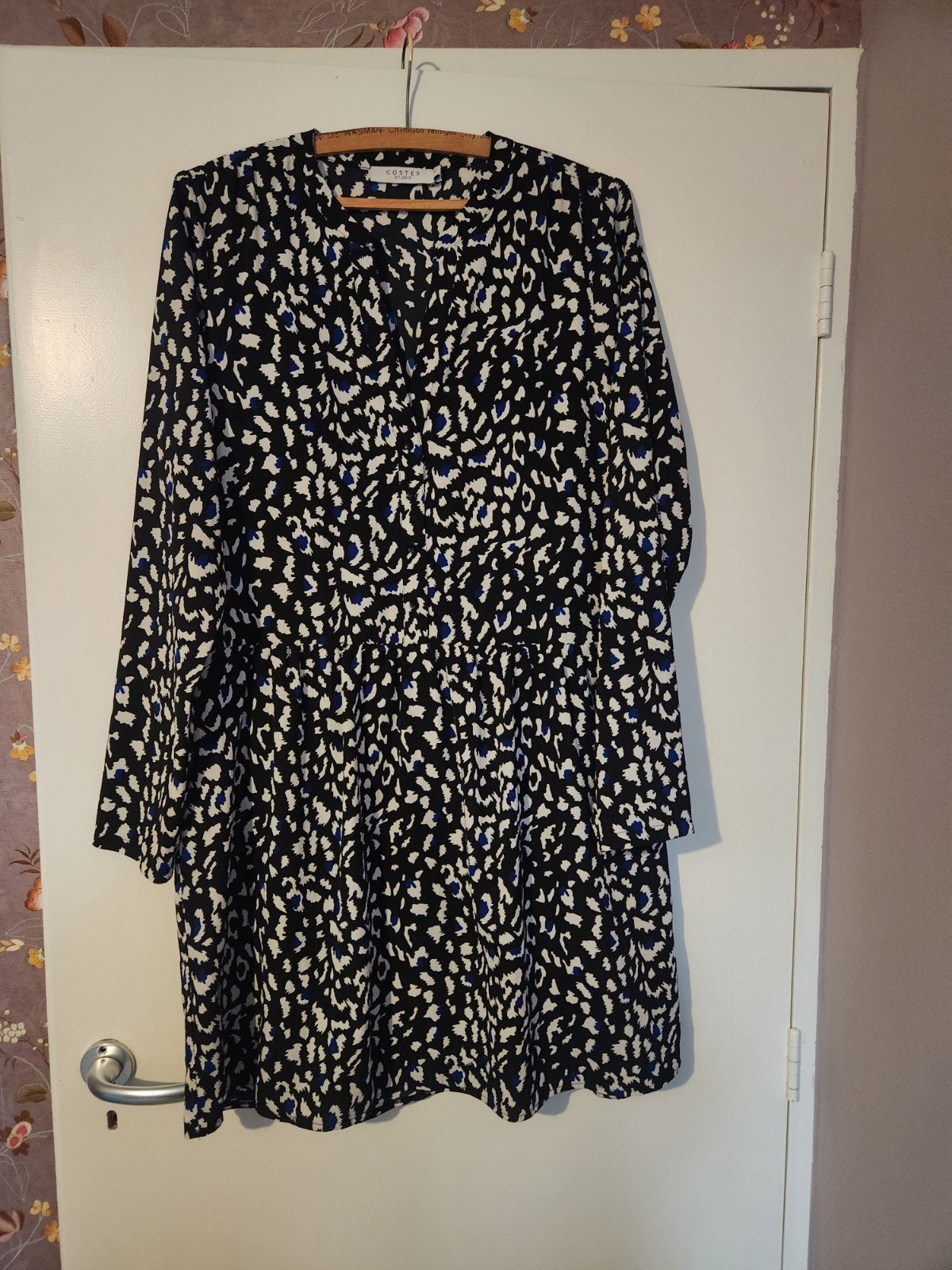 Costes Studio jurk L met luipaardprint en blauwe accenten, Zwart, Maat 42/44 (L), Ophalen of Verzenden, Zo goed als nieuw
