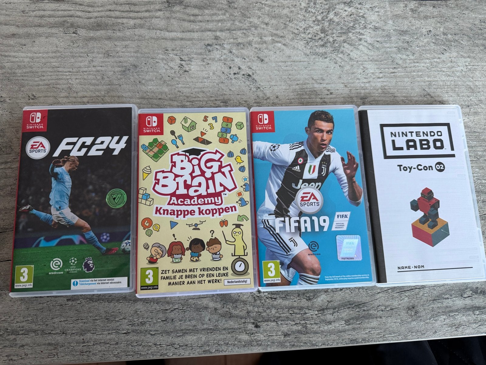 Nintendo Switch Games: FC24, Big Brain, FIFA19, Labo, Spelcomputers en Games, Eén computer, Ophalen of Verzenden, Zo goed als nieuw