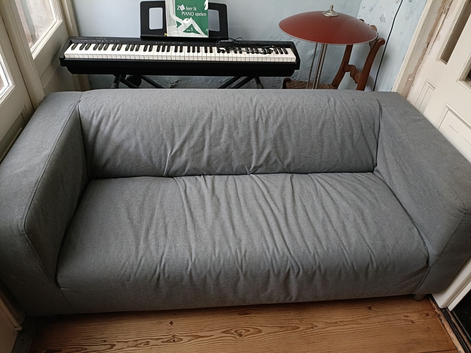 vandaag gratis afhalen klippan Ikea 2 persoons bankje, grijs, Ophalen, Hout, Gebruikt, 150 tot 200 cm