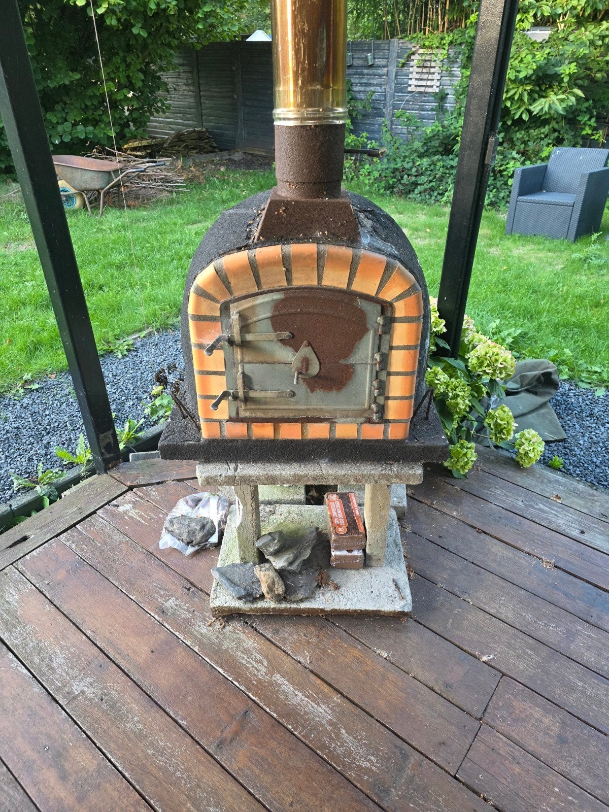 Houtgestookte Portugese Pizza Oven - Steen, Tuin en Terras, Ophalen, Gebruikt, Houtskool, Vrijstaand