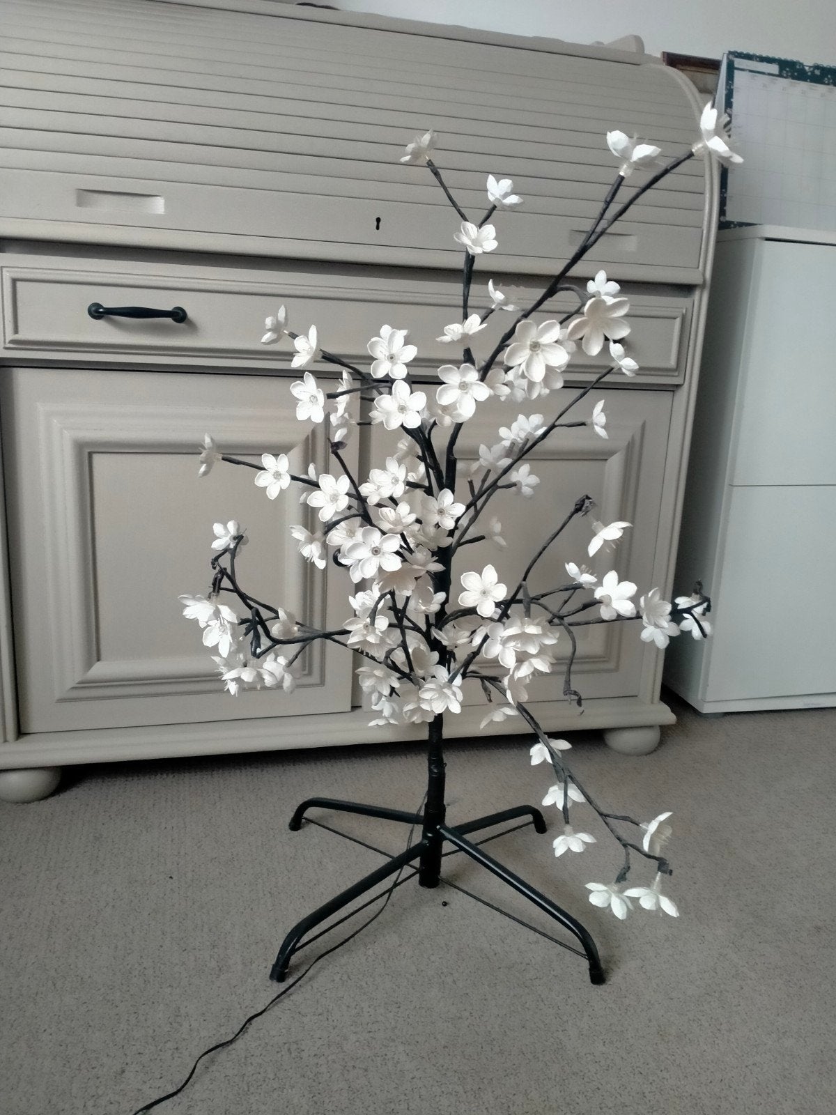 Sfeervolle bloesemboom lamp - warm licht, Ophalen, Wit, Gebruikt, Kunststof