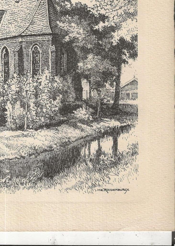 Blauwkapel kerk en wasgoed aan de lijn H E Roodenburg, Ophalen of Verzenden, Ongelopen, Utrecht