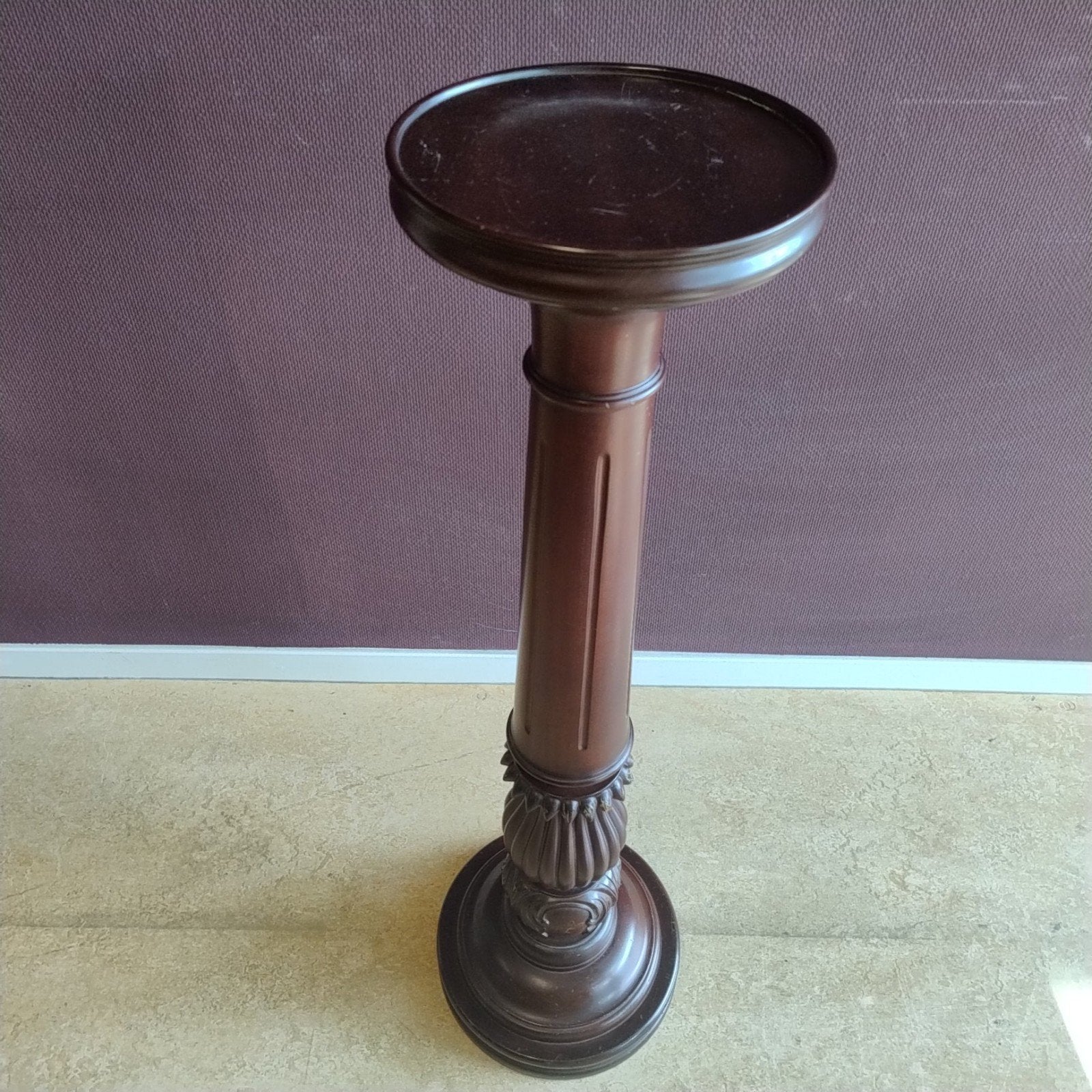 Vintage Engelse plantentafel van donker Mahoniehout, Ophalen, Gebruikt, Overige typen, 100 cm