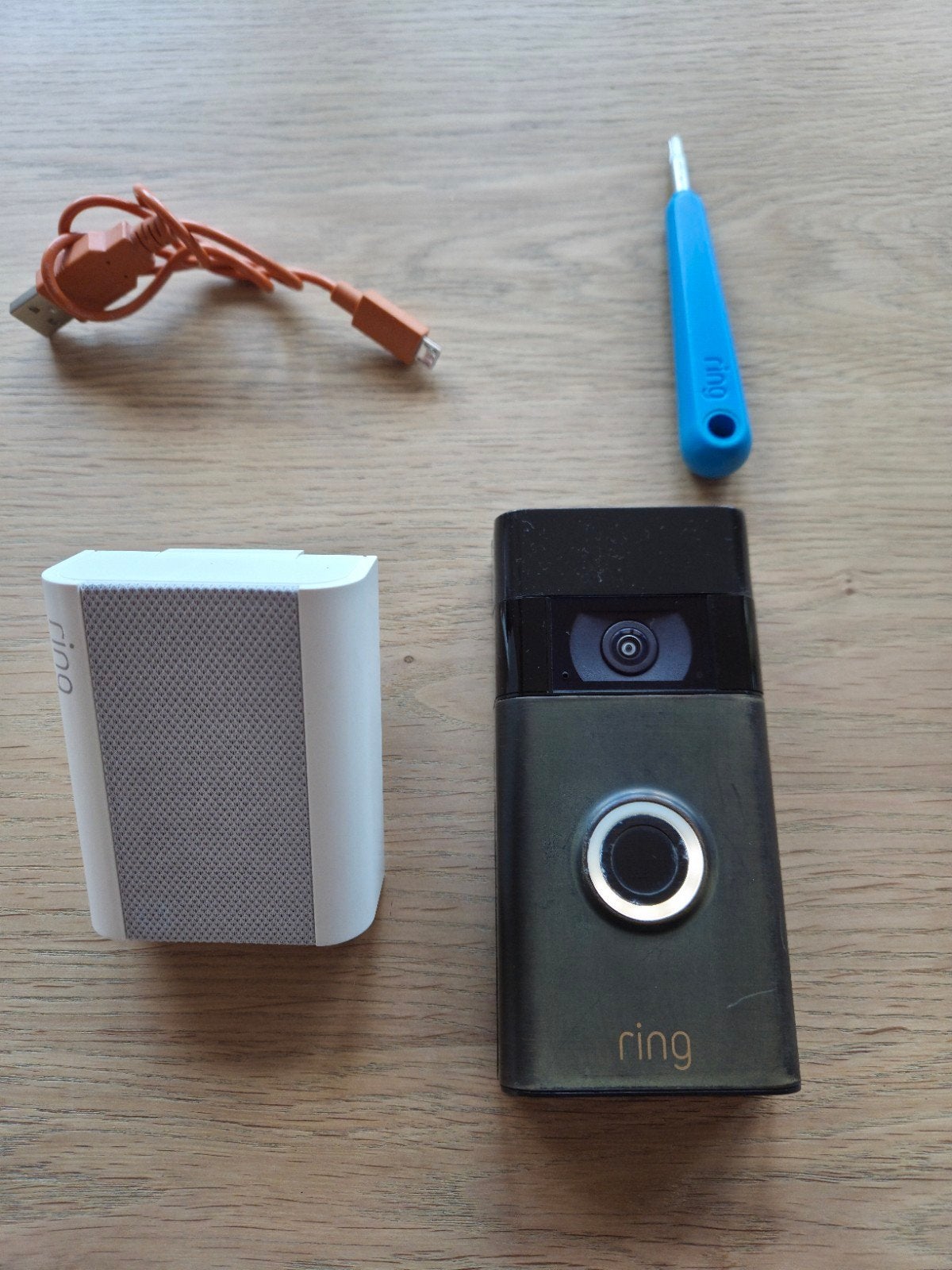 Ring Video Deurbel (2de generatie) Brons + Chime, Huis en Inrichting, Ophalen of Verzenden, Ingebouwde camera, Gebruikt, Bedraad