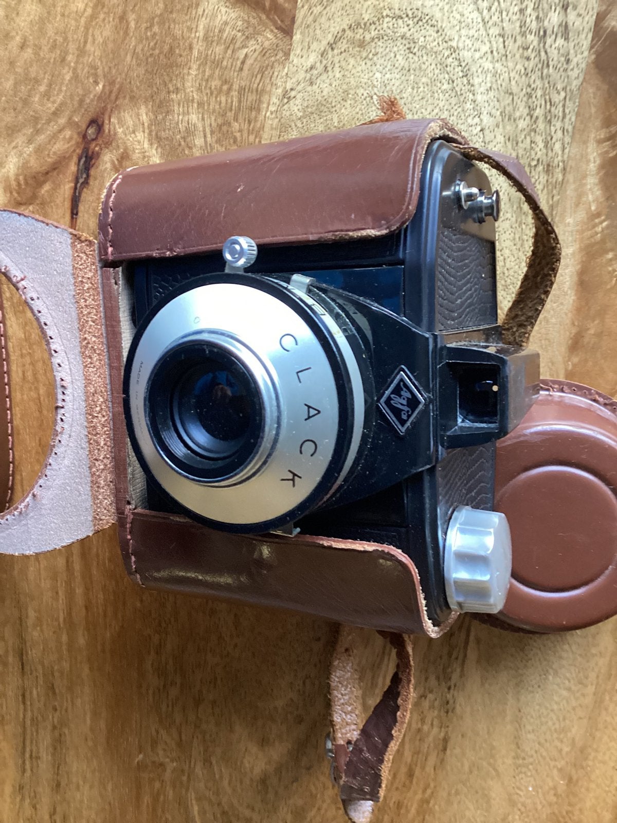 Vintage Agfa Clack camera met lederen tas, Audio, Tv en Foto, Fotocamera's Analoog, Ophalen of Verzenden, Gebruikt, Compact, Overige Merken