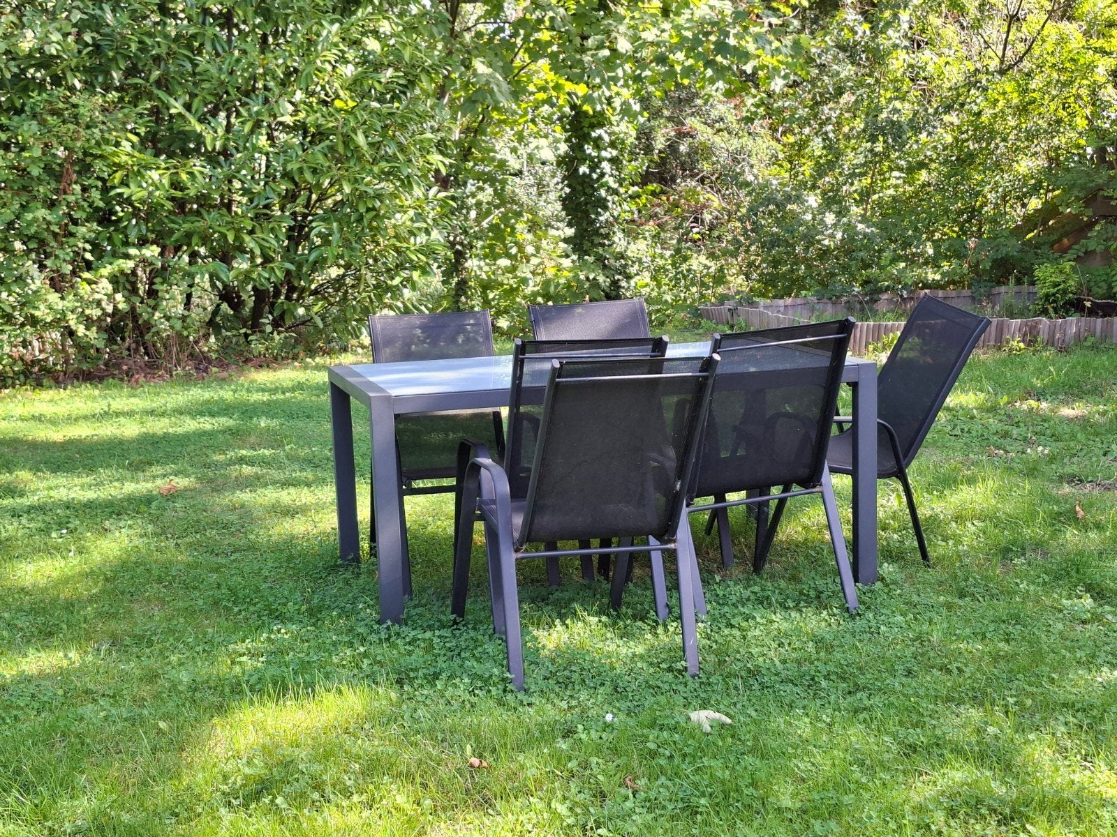Tuinset met tafel en 5 stoelen, Tuin en Terras, 5 zitplaatsen, Gebruikt, Aluminium, Ophalen of Verzenden