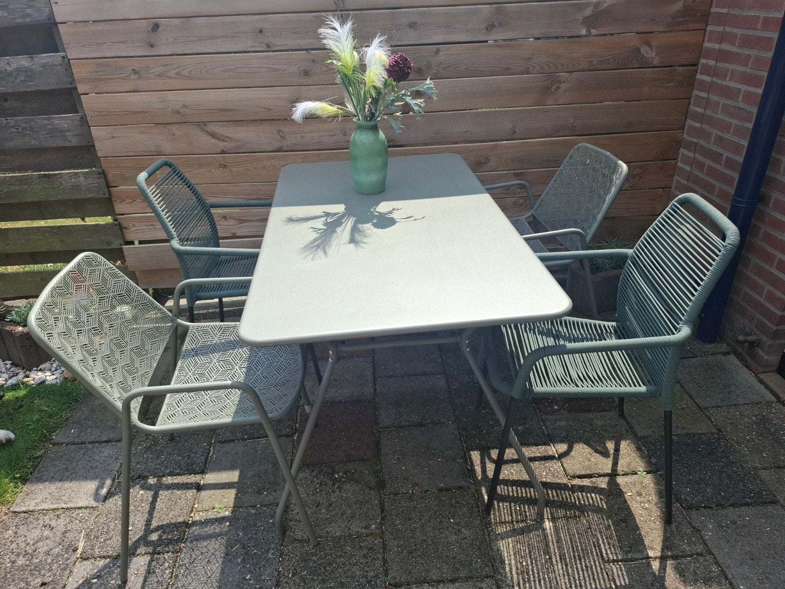 Leuke JYSK tuinset met 4 stoelen, Ophalen, 4 zitplaatsen, Gebruikt, Eettafel