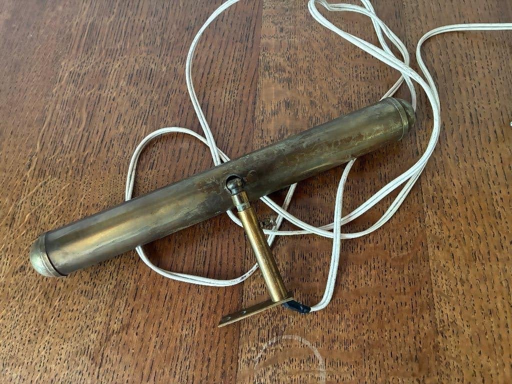 Vintage koper messing schilderijlamp, Ophalen of Verzenden