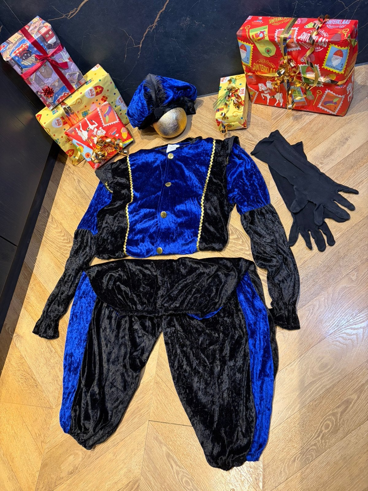 Pietenpak blauw zwart maat l nieuw sinterklaas set, Diversen, Sinterklaas, Ophalen of Verzenden, Nieuw