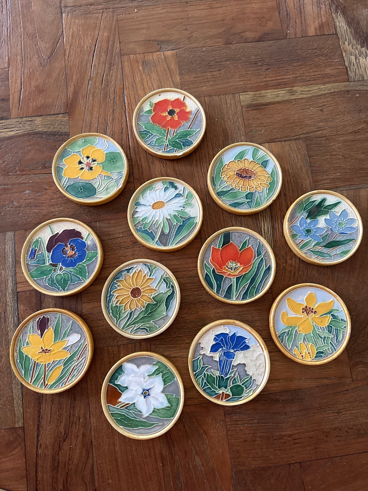 12 Westraven Cloisonné Onderzetters - Dirk Zwanink, Antiek en Kunst, Ophalen of Verzenden