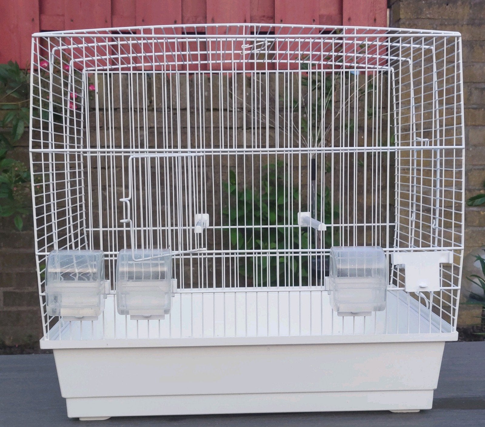 Witte vogelkooi voor parkieten met uitschuifbare bodem, Ophalen, Gebruikt, Metaal, Vogelkooi