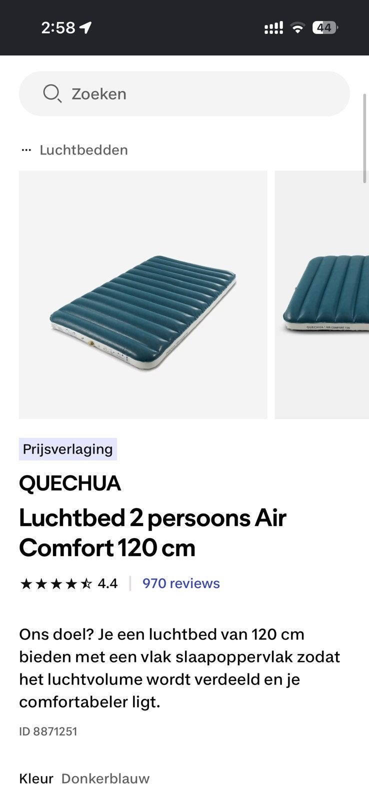 Quechua 2 person Air Bed with included Rechargeable Pump, Ophalen of Verzenden, Zo goed als nieuw