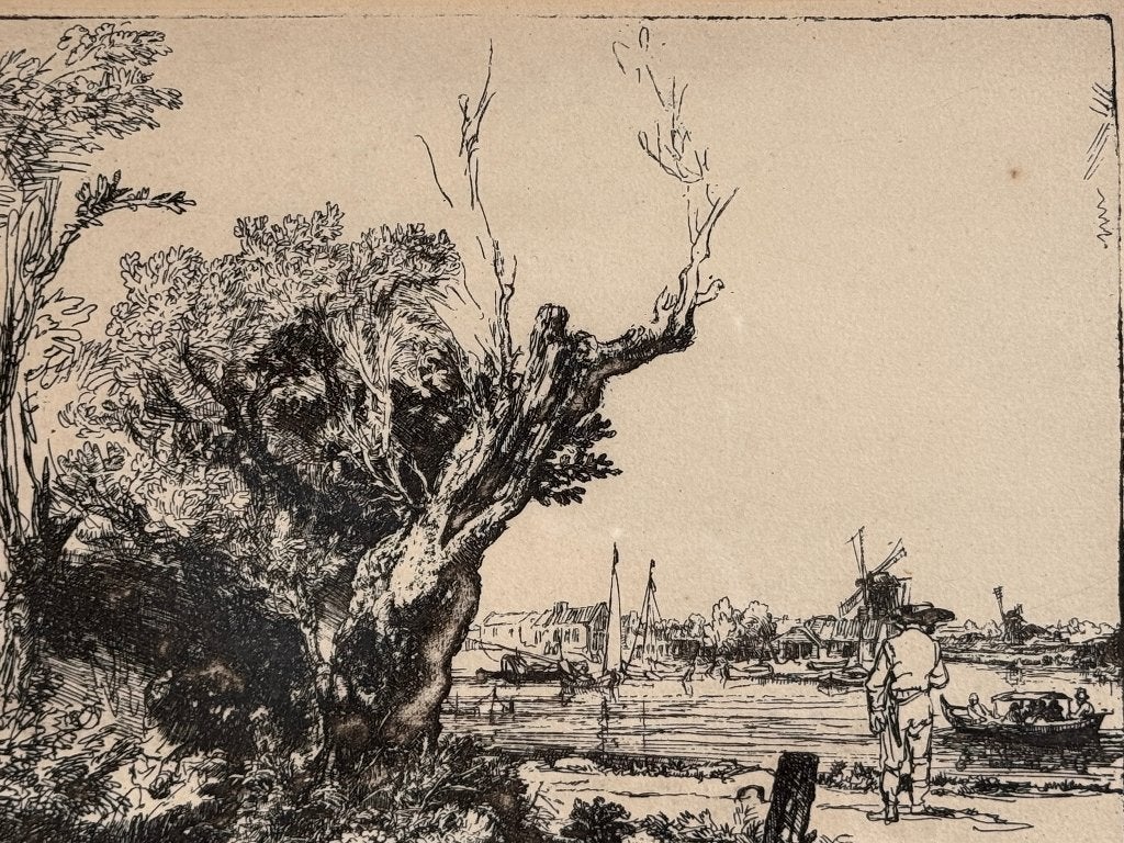 Rembrandt - late handdruk - Omval - P0872, Ophalen of Verzenden, Ets, 1900 - 1949