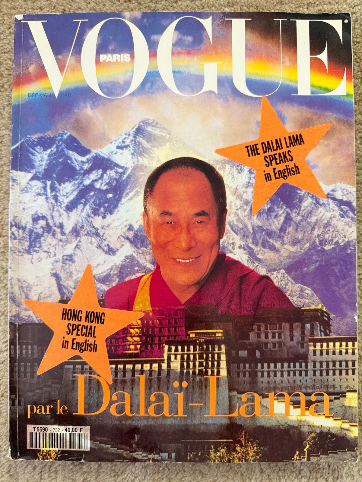 Vogue Paris December 1992 / Januari 1993 - Dalai Lama, Boeken, Ophalen of Verzenden, Gelezen, Glossy