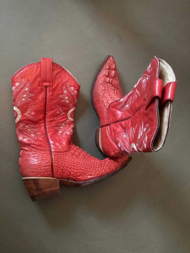 Vintage Rode Mexicaanse Cowboylaarzen Krokodillen leer mt  7, Kleding | Dames, Schoenen, Overige typen, Ophalen of Verzenden, Gedragen