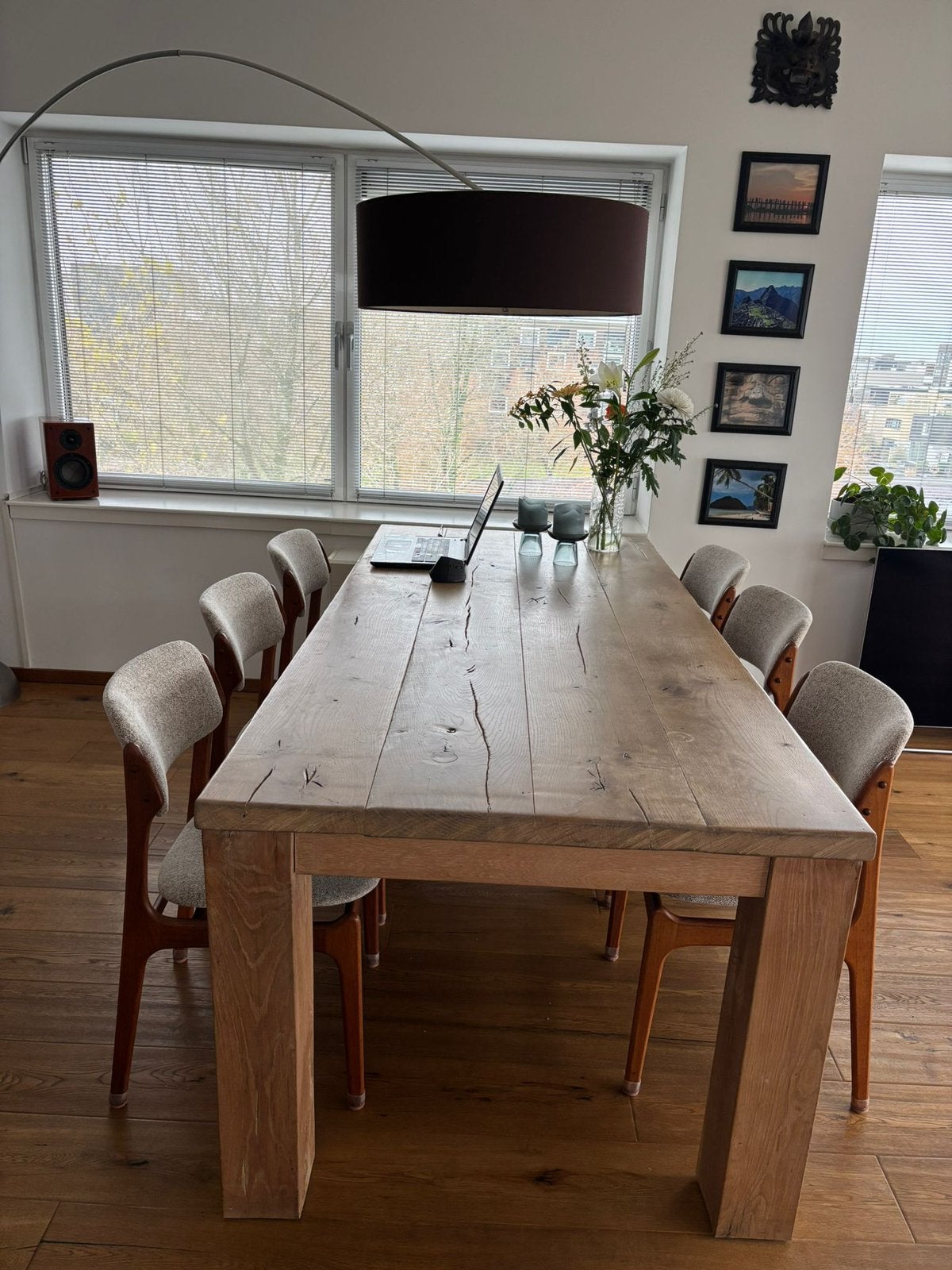 Massief eiken eettafel flat Roech oak 225x100, Ophalen, Gebruikt, Eikenhout, 200 cm of meer