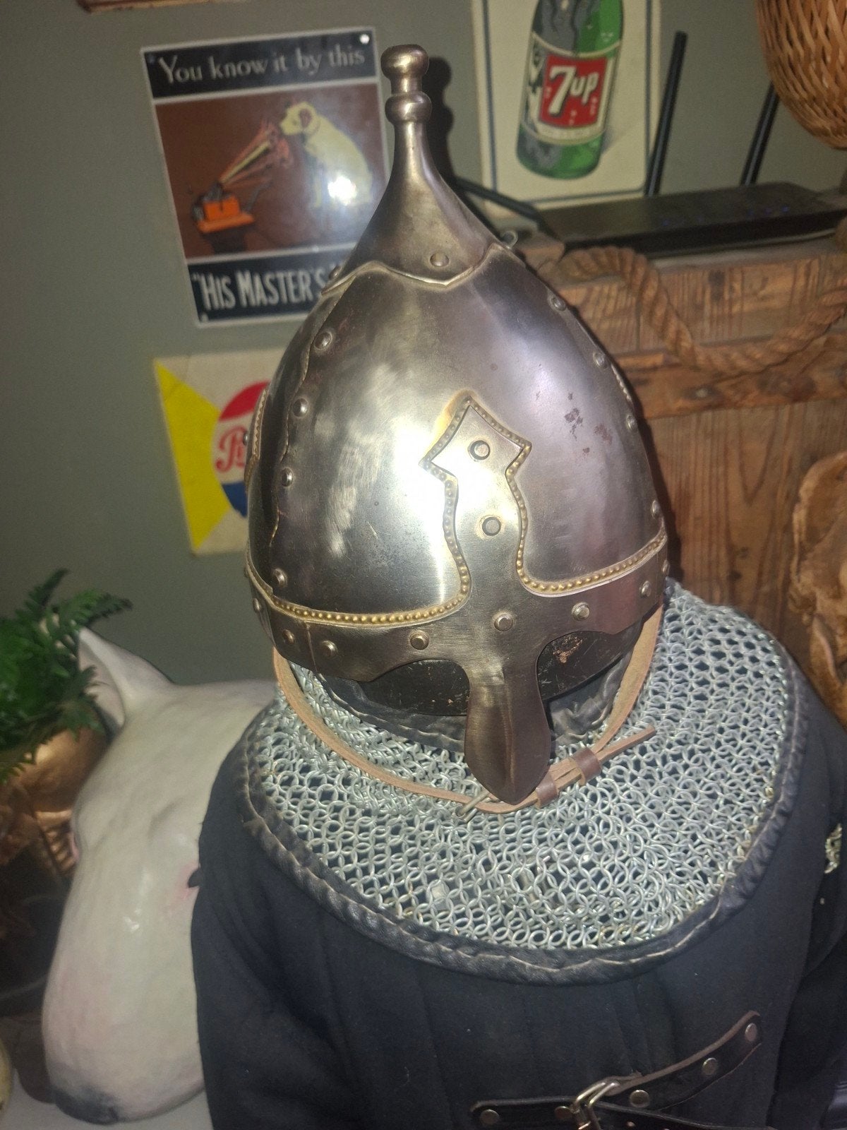 Ridder buste,Maliënkolder, helm  - Zware stalen, Ophalen of Verzenden, Landmacht, Nederland, Helm of Baret