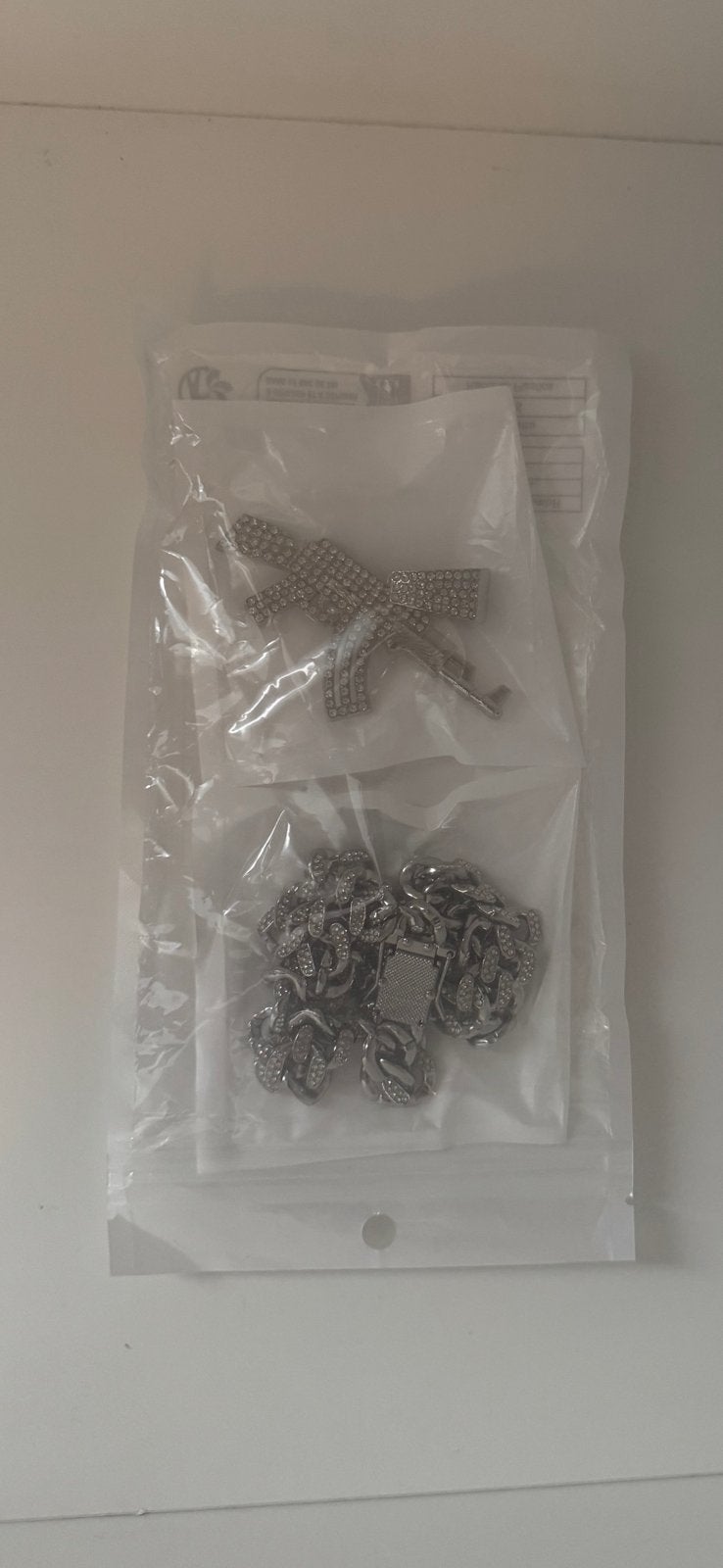 Iced out ketting met kettinghanger, Ophalen of Verzenden, Zo goed als nieuw, EZ-mounted stempel