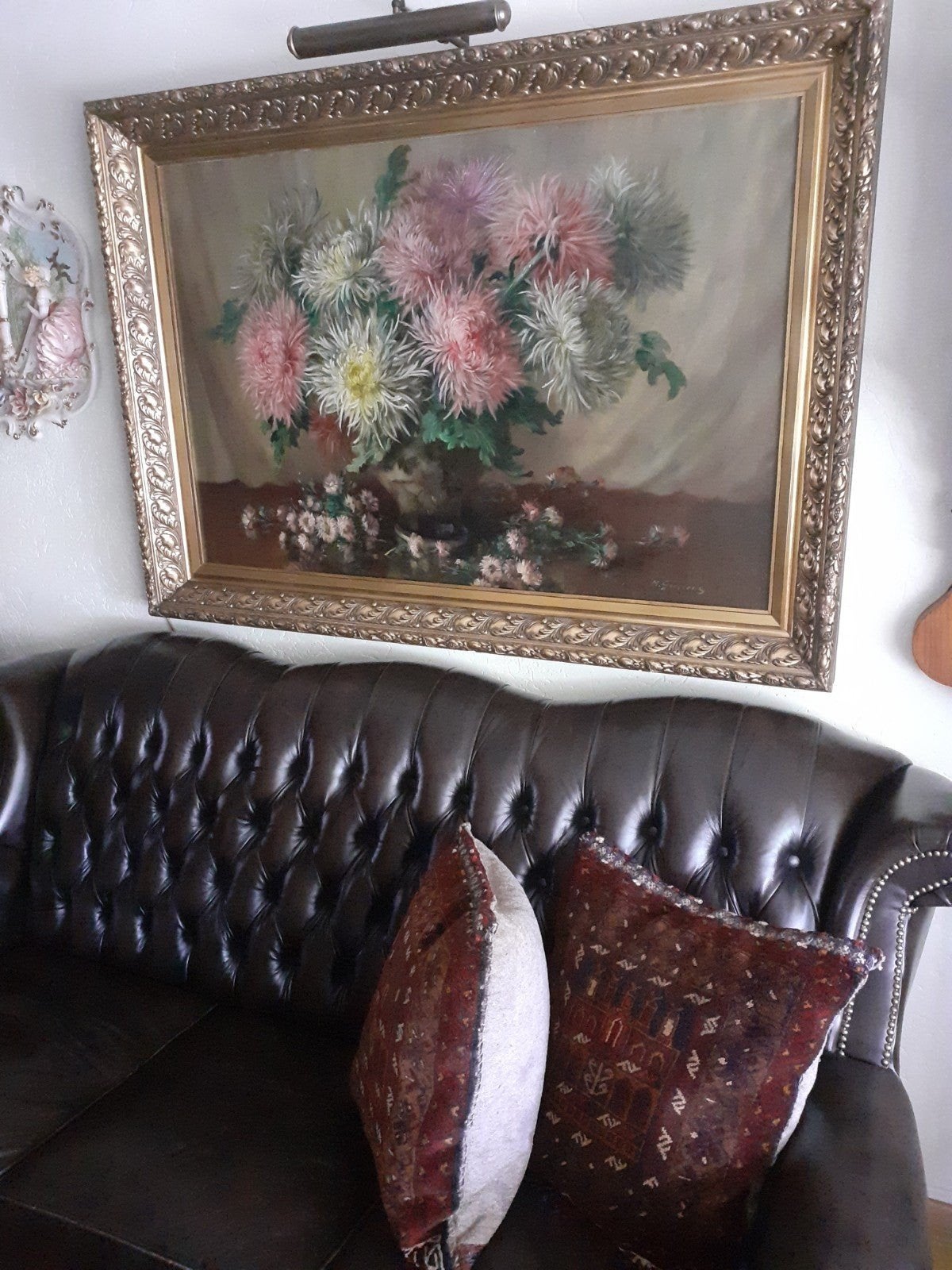 Schilderij M. Goossens - Bloemenstilleven in sierlijke lijst, Ophalen