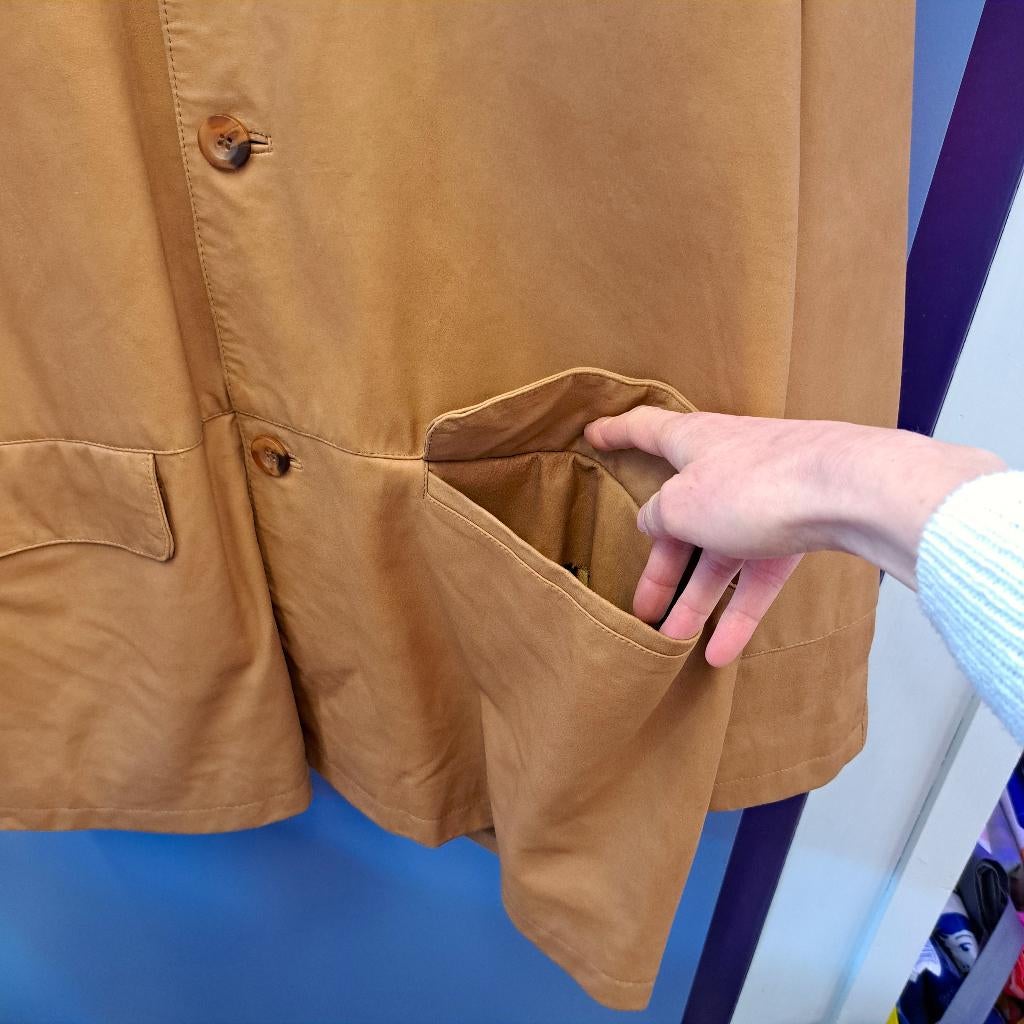 Arma suede leren camel bruine jas met knopen maat 52 48341, Maat 52/54 (L), ., Zo goed als nieuw, .